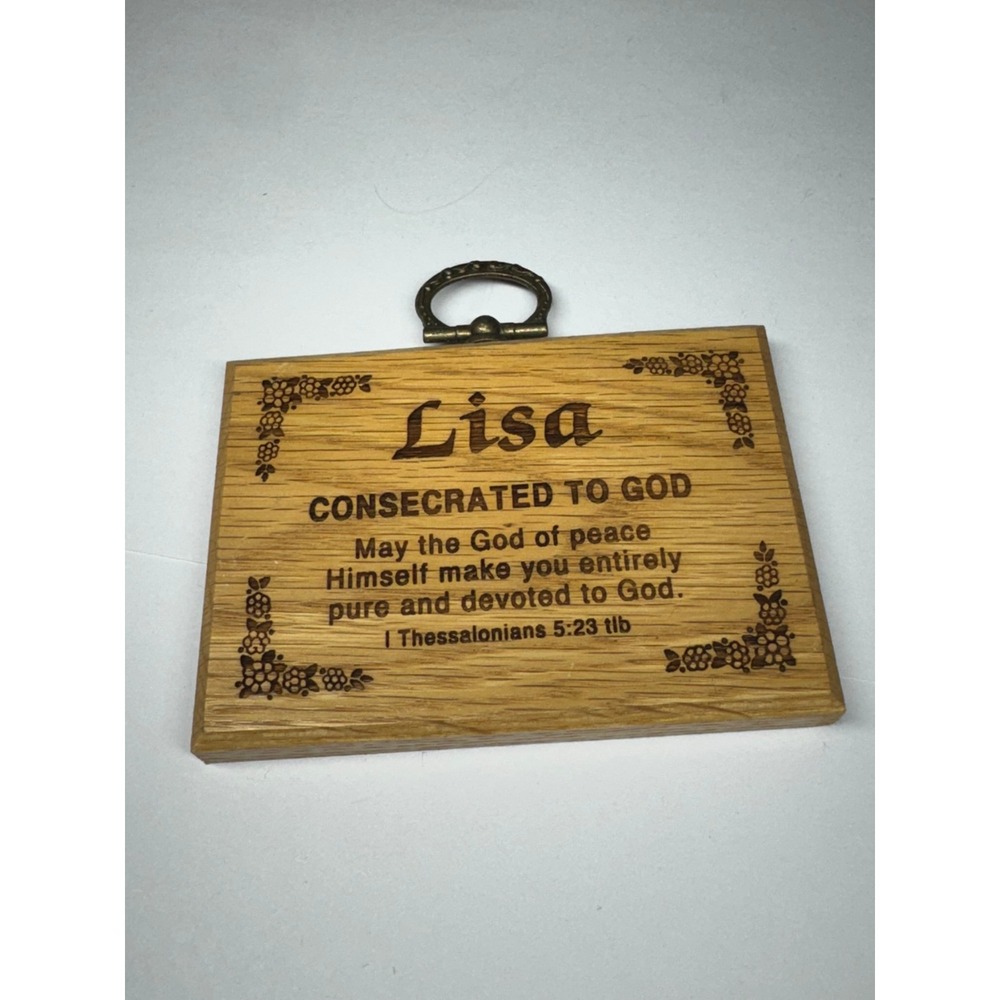 Vintage Northwestern Products Lisa Wood Plaque I Thessalonians 5:23 Religious
